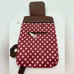 Monster Backpack Plum Polka Dot NWT Brown Flap Front Zip Pocket 13 Inch